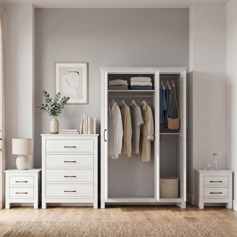 Limestone Alezae 4 Piece Bedroom Set, White
