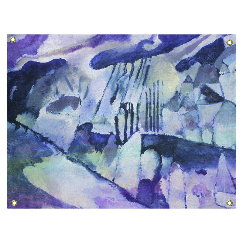 Lepley Polyester Tapestry, 60.5" H x 51.5" W, Dark Blue/White