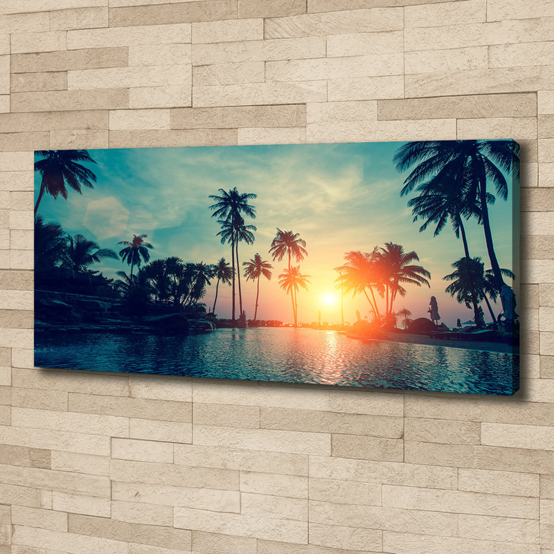 Sunset Palm Trees - Wrapped Canvas Print