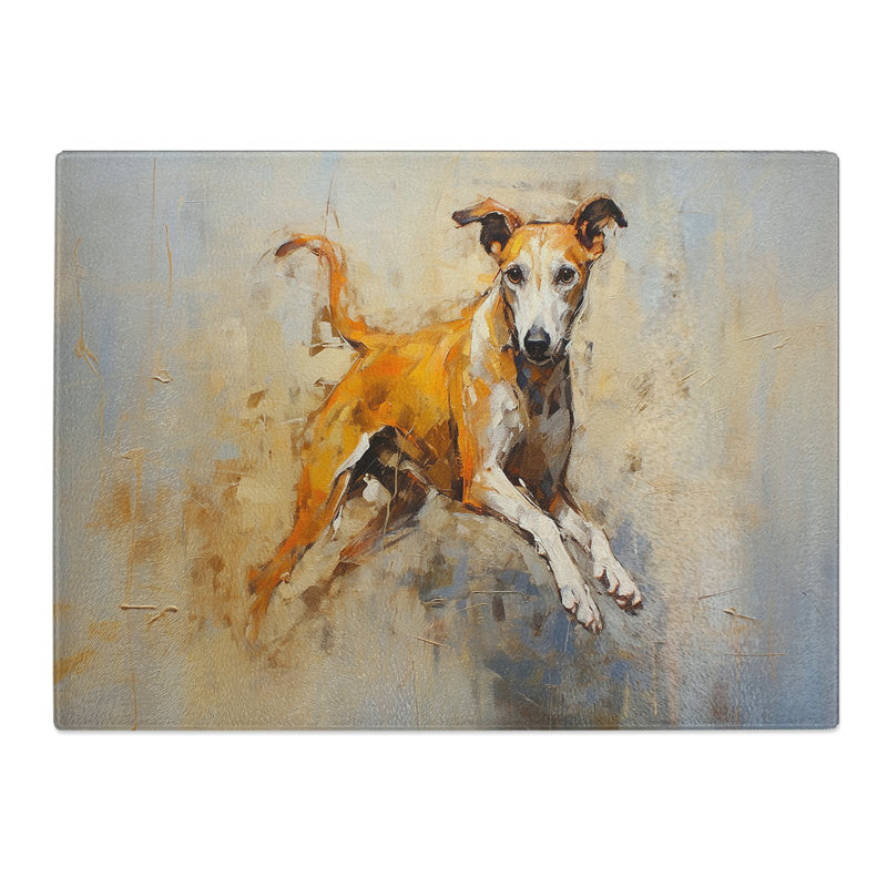 Greyhound Gestural  Glass Chopping Board