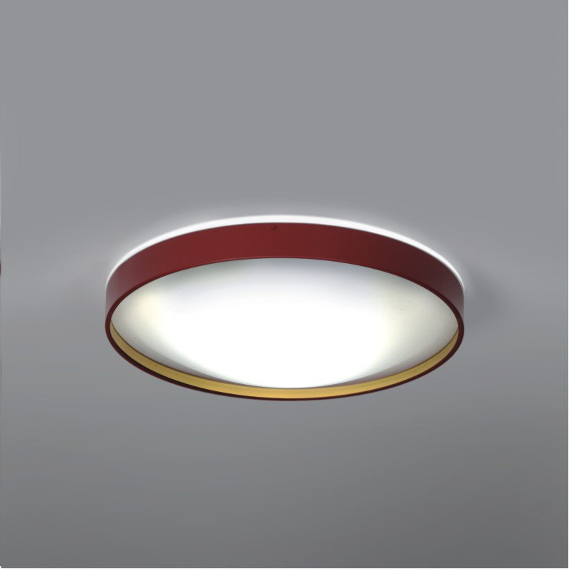 Alina Simple Circle Flush Mount, Burgundy Lacquer/Gold Lacquer, 4.44" H x 14.56" W x 14.56" D