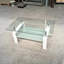 Table basse de salon en verre trempé transparent, 2 couches