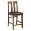 Ensemble de salle à manger à hauteur de comptoir 5 pièces de style transitionnel avec finition brune, chaises rembourrées et table en placage d'acacia pour les cuisines modernes