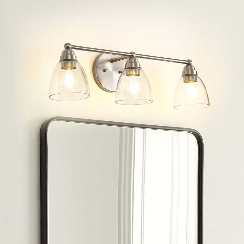 Modern Nickel Bathroom Vanity Light with Clear Shade Vanity Light Fixture without Light