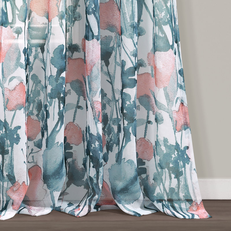 Lush Decor Zuri Flora Sheer Curtain Panels Pair Drapes (Set of 2)