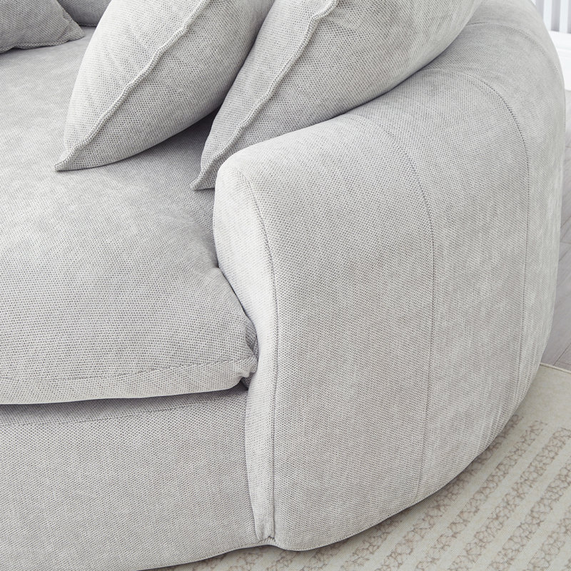 Fauteuil d'appoint rembourré en tissu chenille, Gris clair