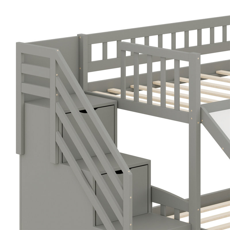 Bunk Bed With Stairway And Slide, Gray