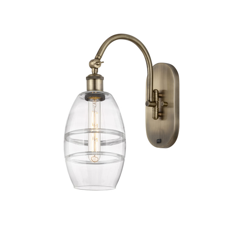 Dundrod Steel Armed Sconce, Clear, Antique Brass