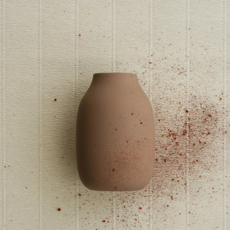 Ceramic / Porcelain Table Vase, 15cm H x 10.5cm W x 10.5cm D, Indian Tan