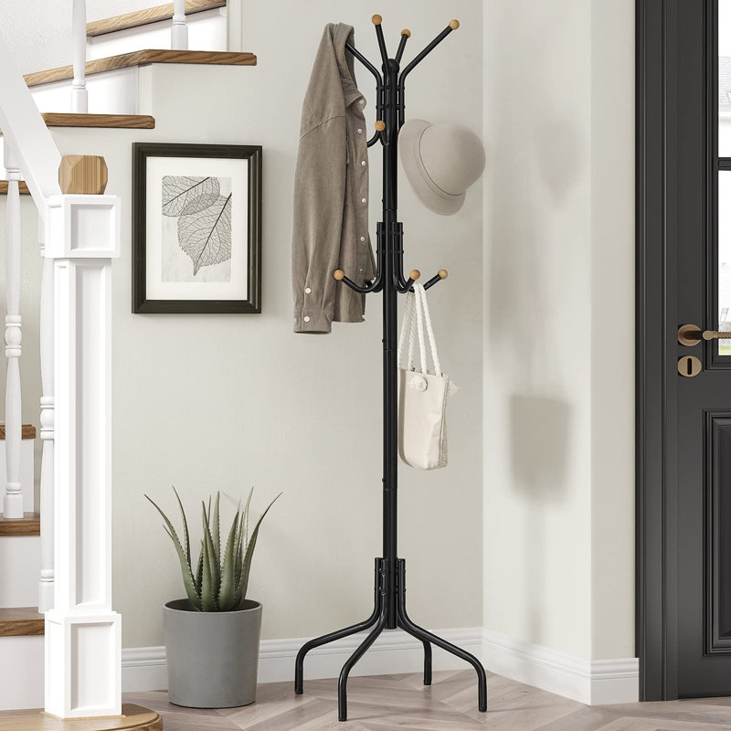 Steel Freestanding 12 - Hook Coat Rack, Black