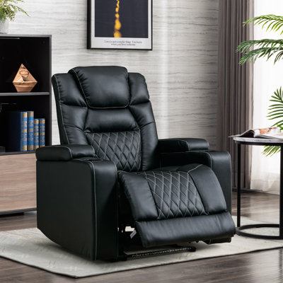36.2'' Top Faux Leather Power Reclining Home Theater Seating With Cupholders & USB & Storage & LED