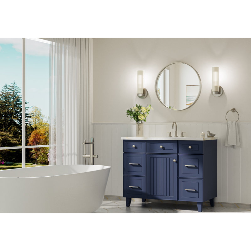 Miroir de salle de bain Valancia avec cadre en alliage d'aluminium de 2 po, film incassable, miroir décoratif, 24 po x 24 po