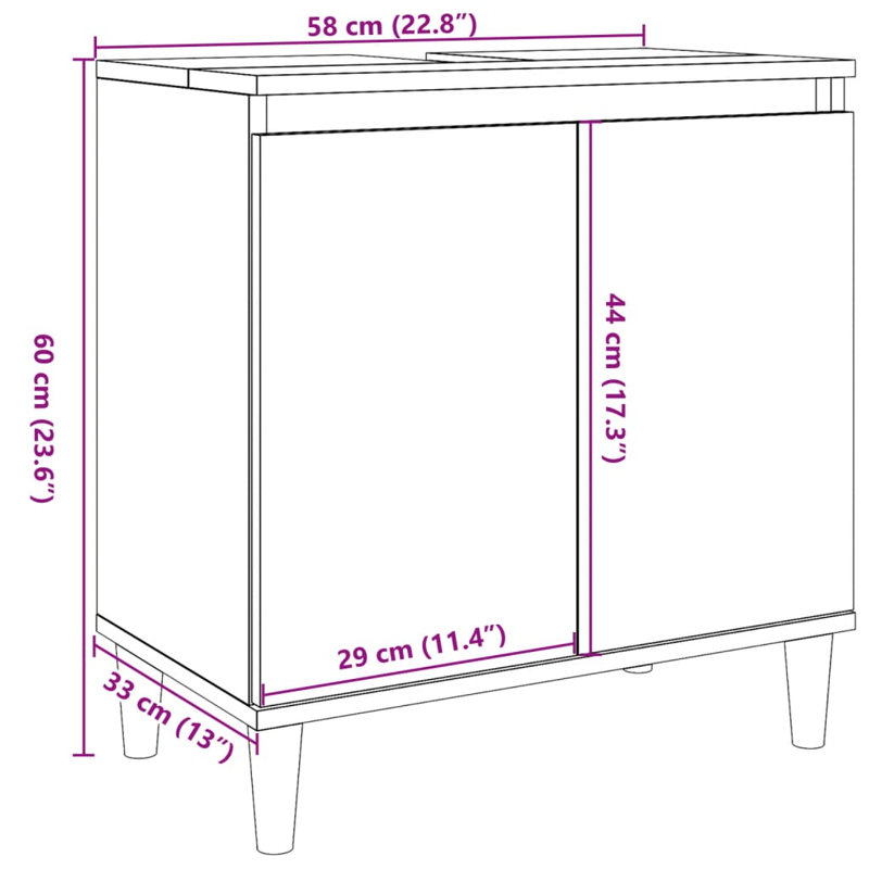 Saajan 58cm Single Bathroom Vanity Base Only, Old Wood