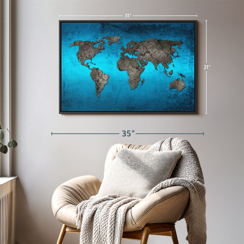 Amnen Ocean World Map Canvas Print, 21" H x 31" W