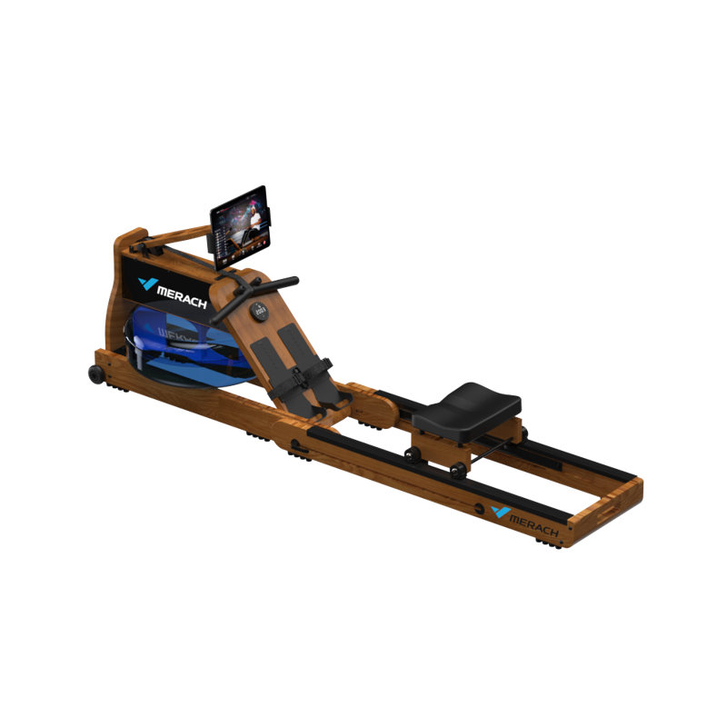 Rameur à eau MERACH à double résistance (eau et magnétique), rameur pliable en bois pour entraînements à domicile, capacité de 159 kg