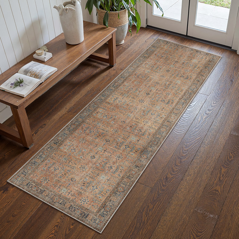 Luftim Oriental Washable Performance Non-Slip Brown / Tan Area Rug, Taupe, Rectangle 8' x 10'