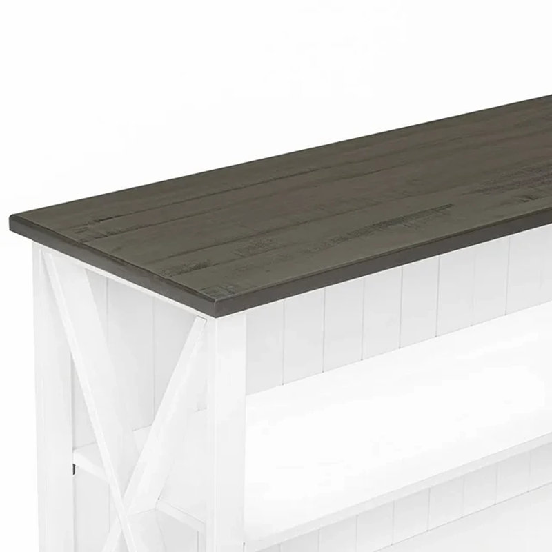Halima 52" Solid Wood Console Table, Gray/White