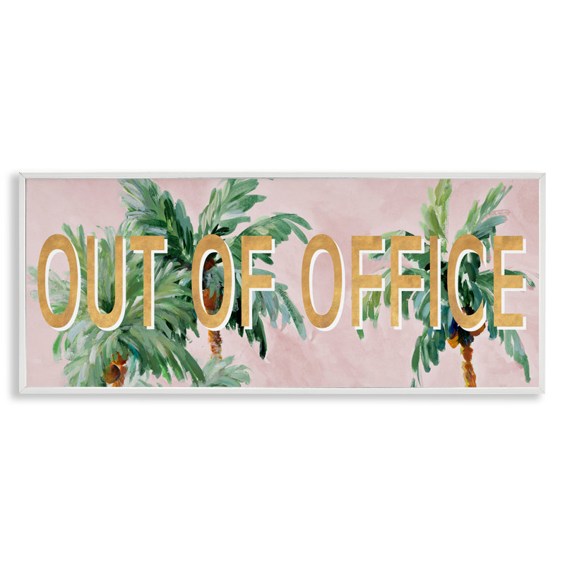 «Out Of Office Palms», estampe numérique par Lanie Loreth, Giclée encadrée blanc bord de mer, H 13 po x l 30 po