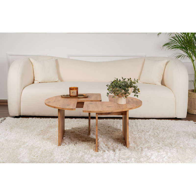 Modern Coffee Table, Atlantic Pine, 35.4 inches Diameter x 16.1 inches Height | 100% Melamine Coated Particle Board, Thickness: 0.7 inches | Stylish & Functional Design, Perfect for Living Rooms & Contemporary Spaces