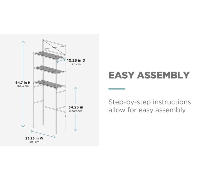 Satin Nickel 3-Shelf Over-the-Toilet Bathroom Spacesaver