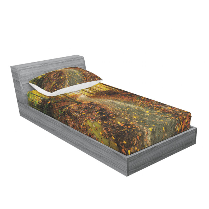 Ensemble de draps inspirant «Early Morning View in the Woods», Ensemble de draps pour lit simple TG avec drap-hou
