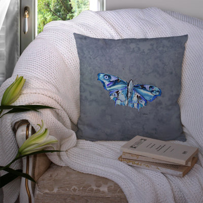 Butterfly Indoor/Outdoor Square Grey Throw Pillow