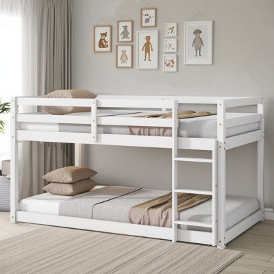 The Bunk Bed Is Made Of Solid Wood And Rubber Wood And Comes With A Ladder. The Bed Board Is Made Of Reinforced Slats, Which Has A Stable Structure An by Harriet Bee