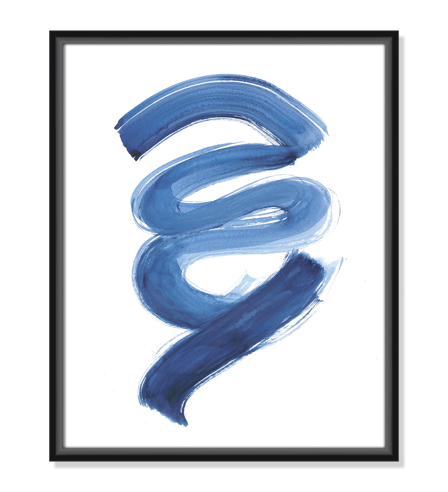 Slinky Indigo I by Filippo Ioco - Painting Print, Black Framed Canvas, 21.5" H x 17.5" W x 2" D