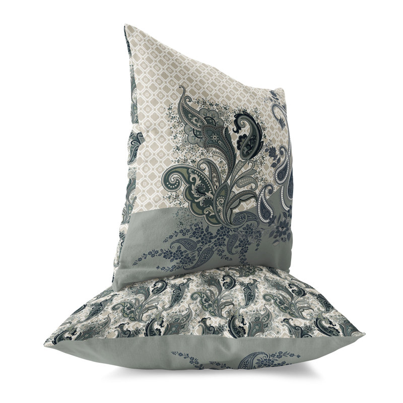 Coussin Sanskrit Waves, Vert / Beige, H 26 po x l 26 po