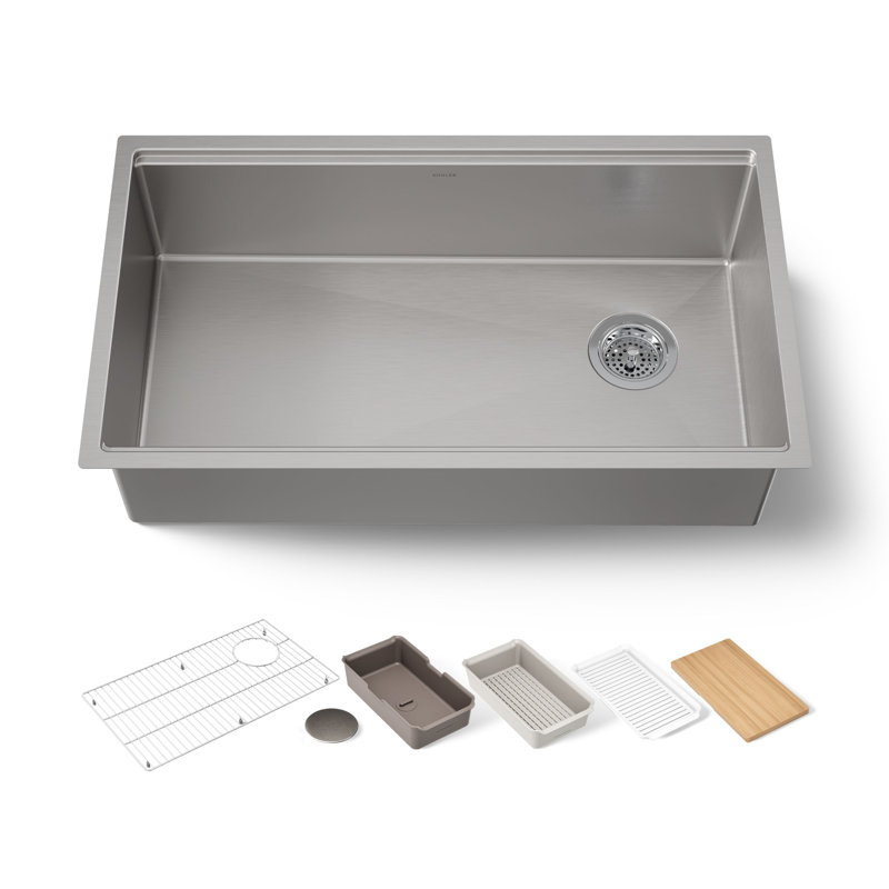 Strive 32 po Évier de cuisine encastré à simple cuve avec station de travail