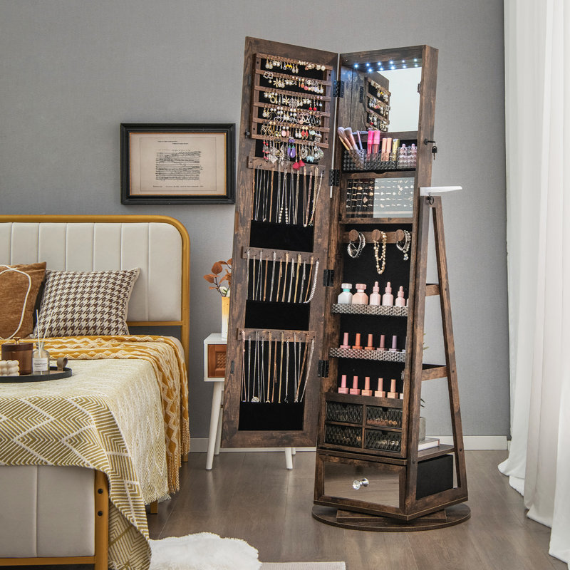 Armoire pour bijoux autoportante de 22 po de largeur Kenmare, Brun