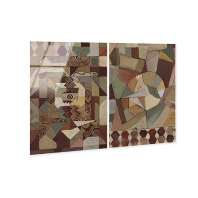 Ensemble de 2 tableaux abstraits en verre acrylique brillant « Carte de l'âme » d'Oliver Gal
