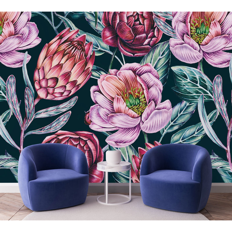 Peel & Stick Floral Wall Mural, 125" W x 10.42" L