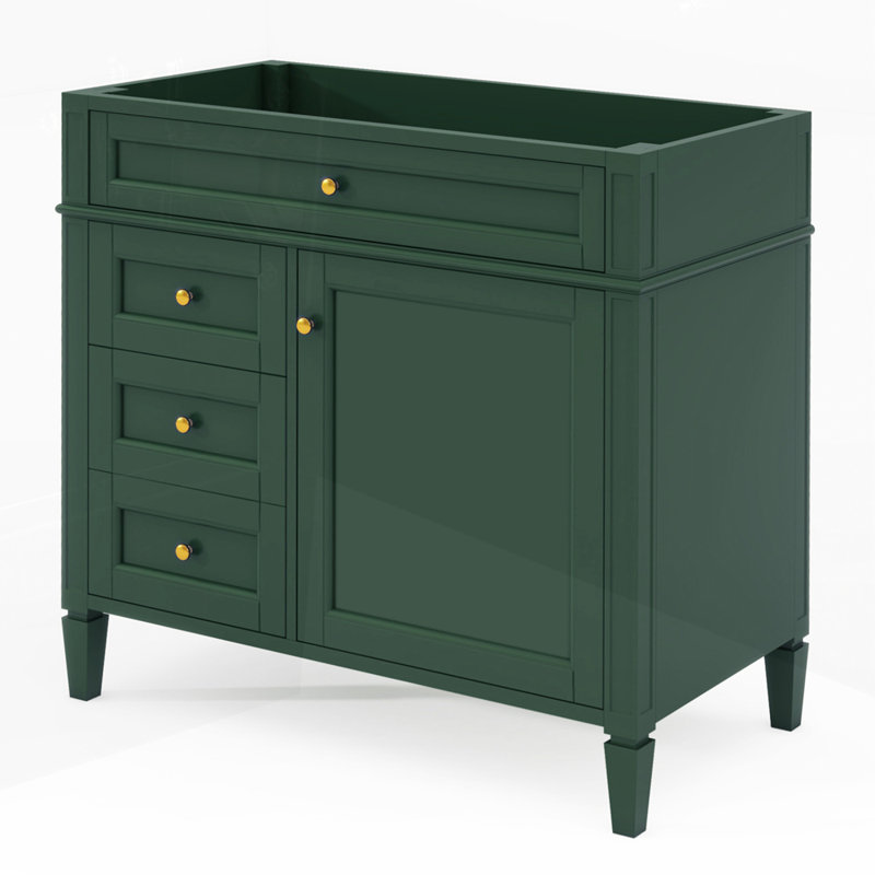 Bathroom Vanity without Top Sink Storage Cabinet with 2 Drawers and a Tip-out Drawer, Green