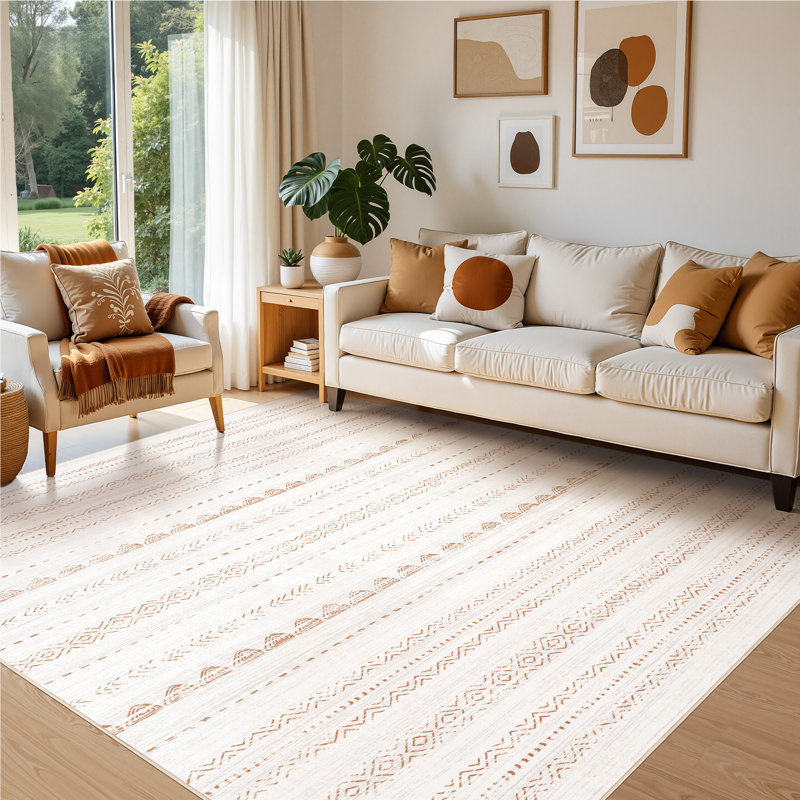 Modern Geometric Area Rug Moroccan Washable Low Pile Carpet Non-Slip Abstract Pattern Soft Floor Mat, Rectangle 6' x 9'