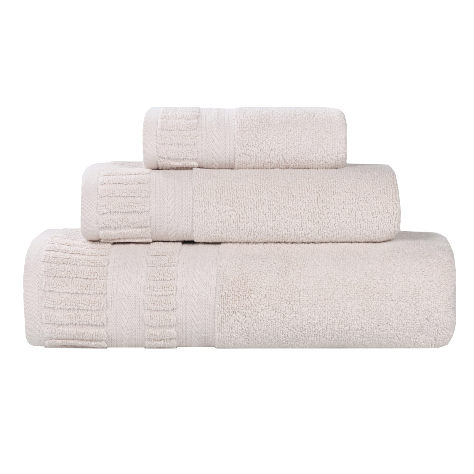 Zero-Twist Cotton Towel Set, Silver, 3 Piece Towel Set