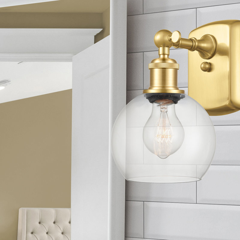 Shauna Armed Sconce, LED, Clear, Satin Gold