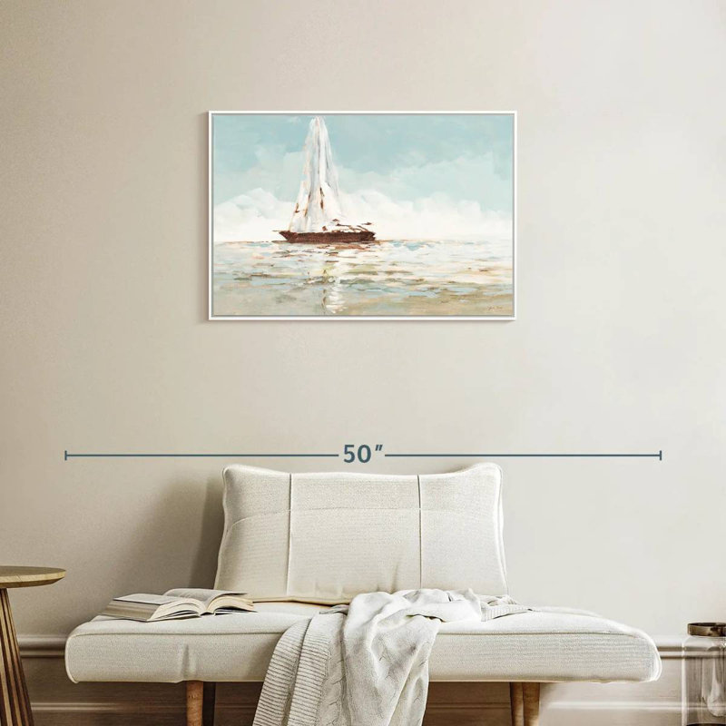 Voilier, Cadre flottant blanc, 31 po x 21 po