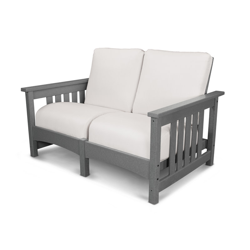 Club Mission Loveseat, Slate Gray Frame/Bird's Eye Cushion