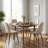 5 Pieces Round Kitchen Table With Upholstered Chenille Fabric Leather Dining Chairs