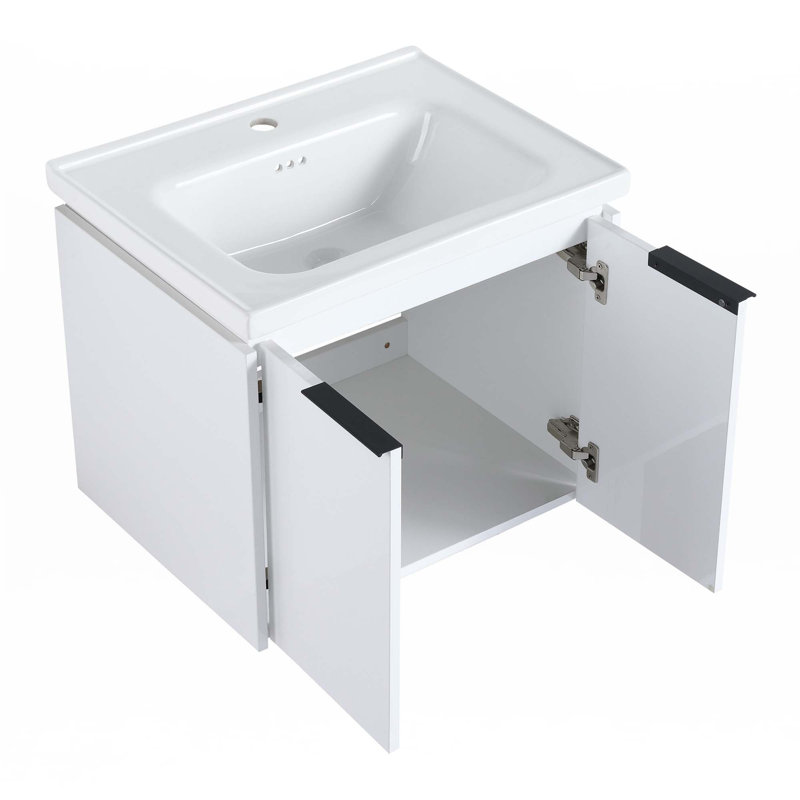 Meuble-lavabo à fermeture en douceur 60 po avec lavabo et tablettes