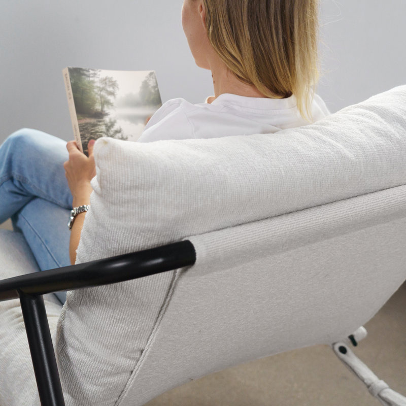 Fauteuil d'appoint Ayatt, Crème bouclée 100% polyester