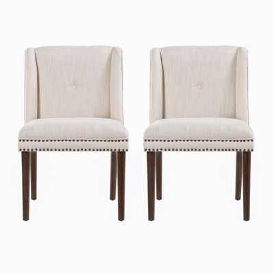 Upholstered Dining Chairs Set Of 2 Wood Legs Modern Rivet Kitchen