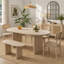 Ensemble de salle à manger moderne de 6 pièces avec table ovale, banc et chaises, pour salle à manger-1086128639-1086128638