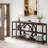 Rustic Industrial Extra Long 3-Tier Console Table With Unique Circular Frame, Perfect For Modern And Versatile Storage Solutions
