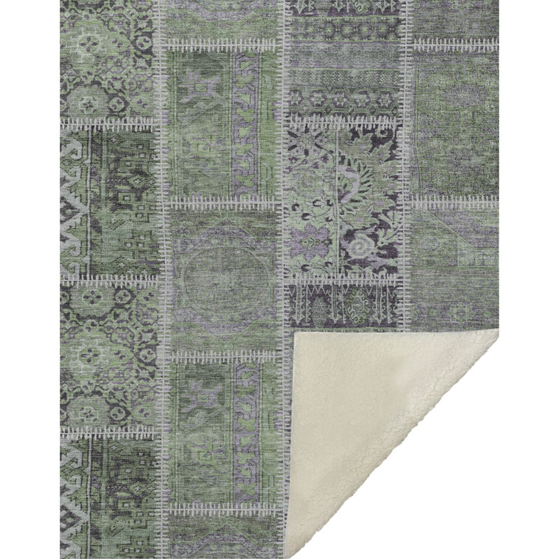 Jeté patchwork Addison Sherpa ASB635, Vert