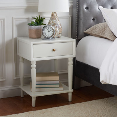 Quamaine Pine Wood Nightstand, 18'' W Stylish End Table with 1 Drawer for Home, Office & Living Room