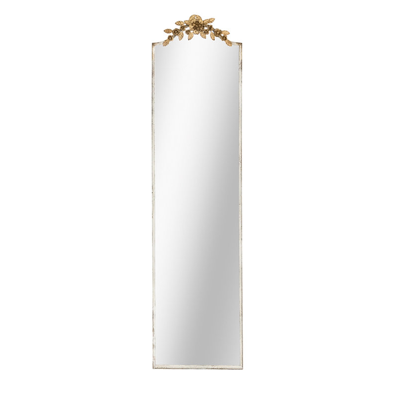 Miroir complet fascinant avec rebord et couronne florale dorée élégante