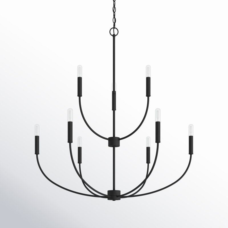 Kendrey 9 Light Metal Dimmable Chandelier, Midnight Black