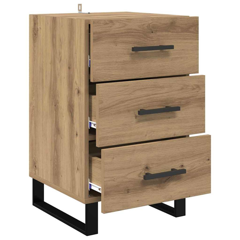 40cm W Manufactured Wood Bedside Table, Artisan Oak